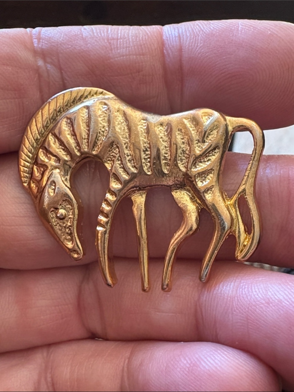 Vintage Zebra Gold Tone Brooch